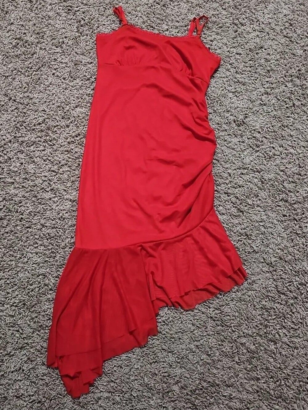 NWT Wild Fable Midi Slip Dress Mesh Red Asymmetrical Medium Knee Length - Picture 3 of 5